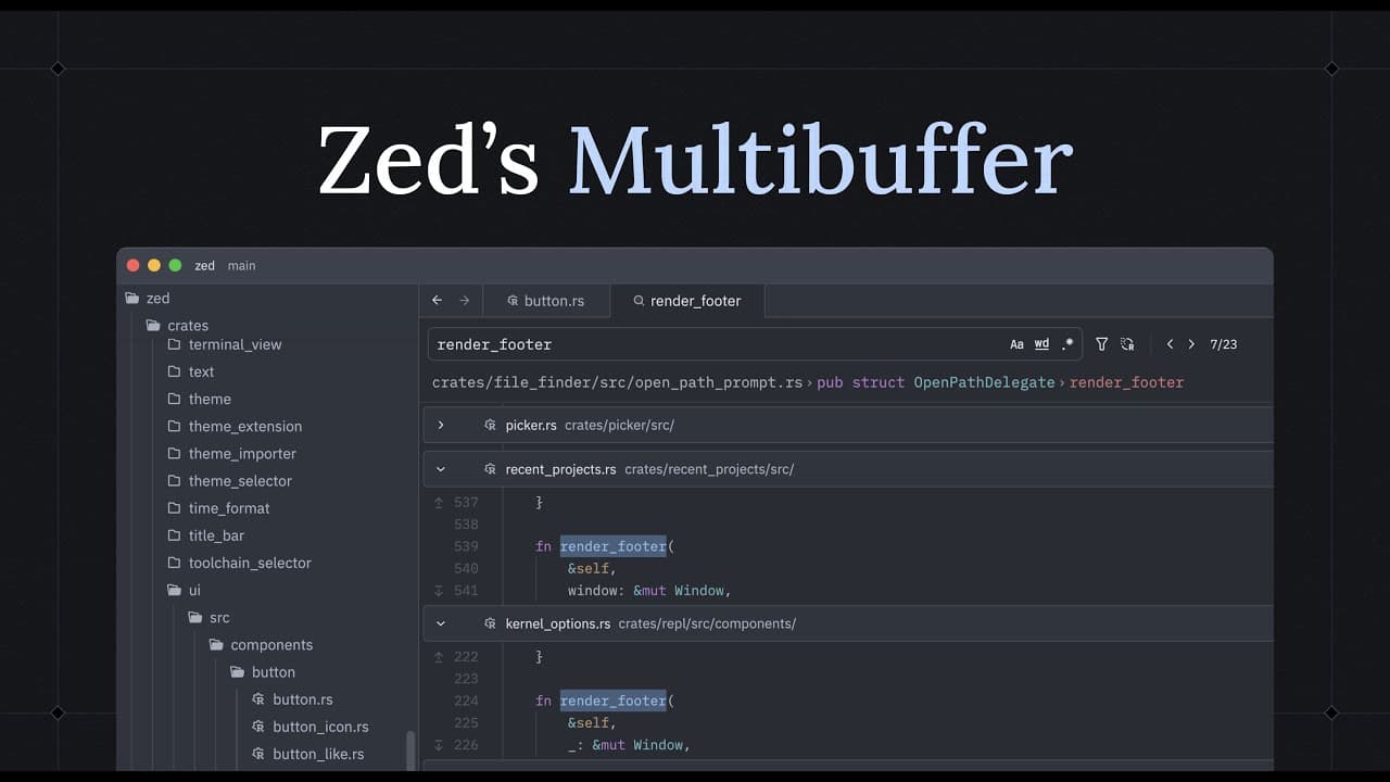 5 ways to speed up your coding workflow with Zed's multibuffers video thumbnail