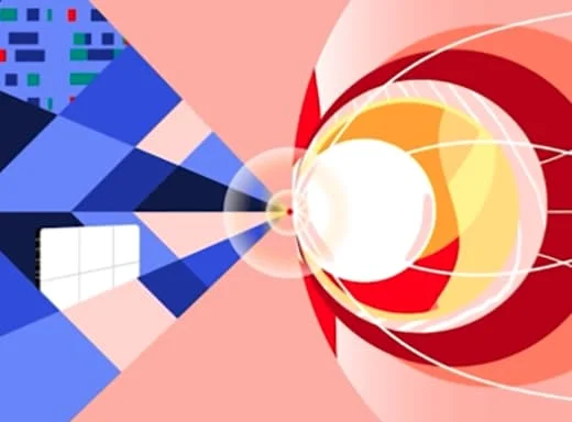 Adobe Firefly creative process visualization showing abstract data inputs transforming into vibrant artistic outputs.