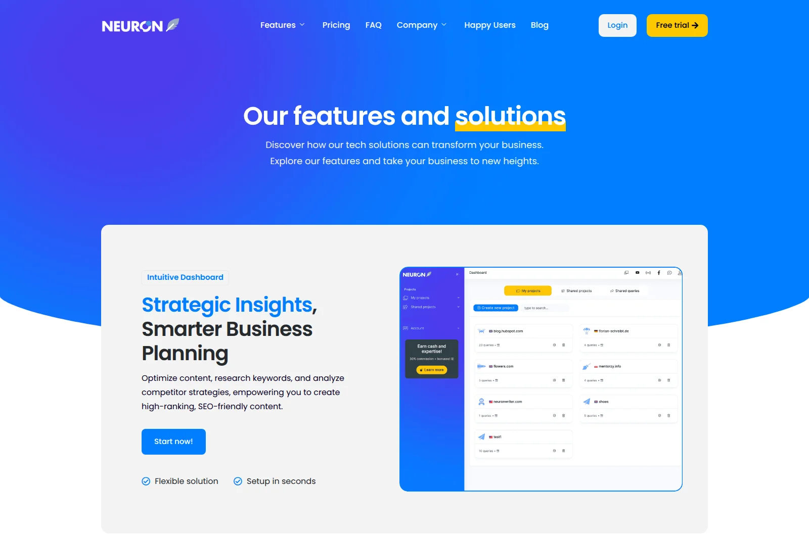 NeuronWriter feature deep-dive showing the strategic content planning dashboard with a clean, modern interface.