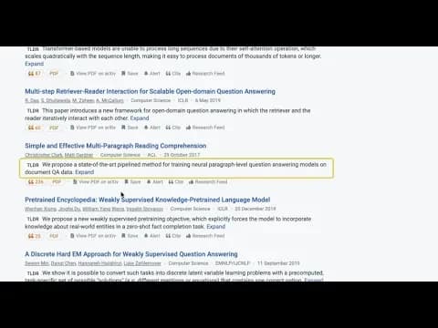 Semantic Scholar feature deep-dive showing a list of research papers with concise TLDR summaries in a clean light-themed interface.